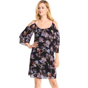 white house black market cold-shoulder floral shift dress